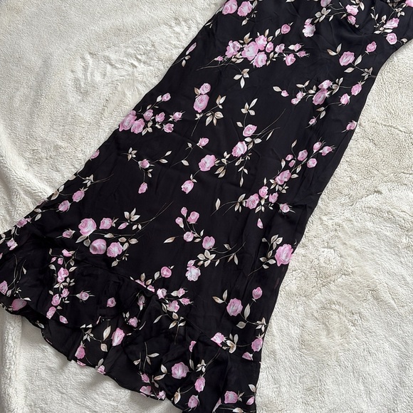 Vintage Evan Pinecone Rose Midi Dress | Floral Cottagecore Ruffle Hem| Romantic - Picture 3 of 7